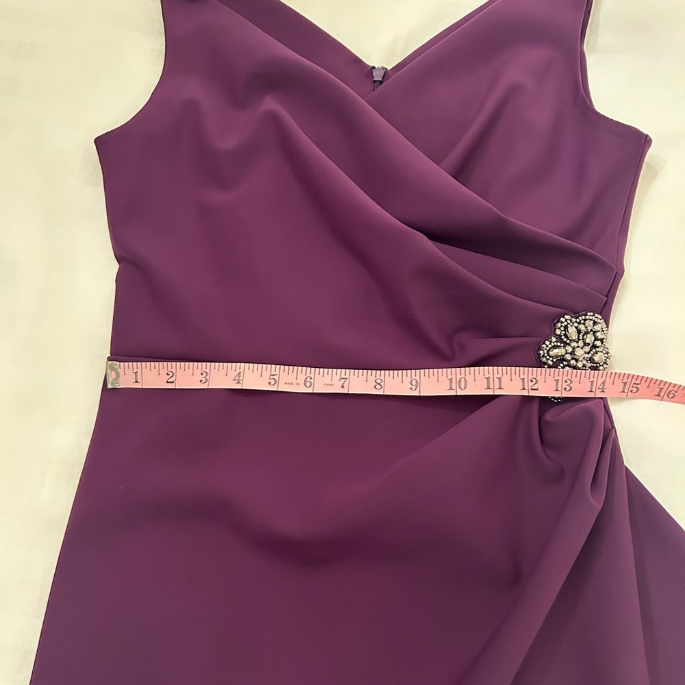 Alex Evenings Dress Rich Purple Faux Wrap, Ruched Size 10 - Picture 9 of 13